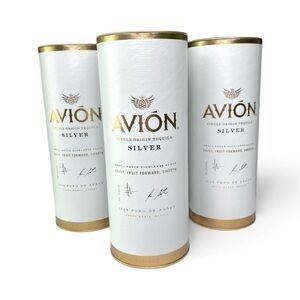 Lot Of 3 Avion Tequila Silver Empty Tall Gift Containers